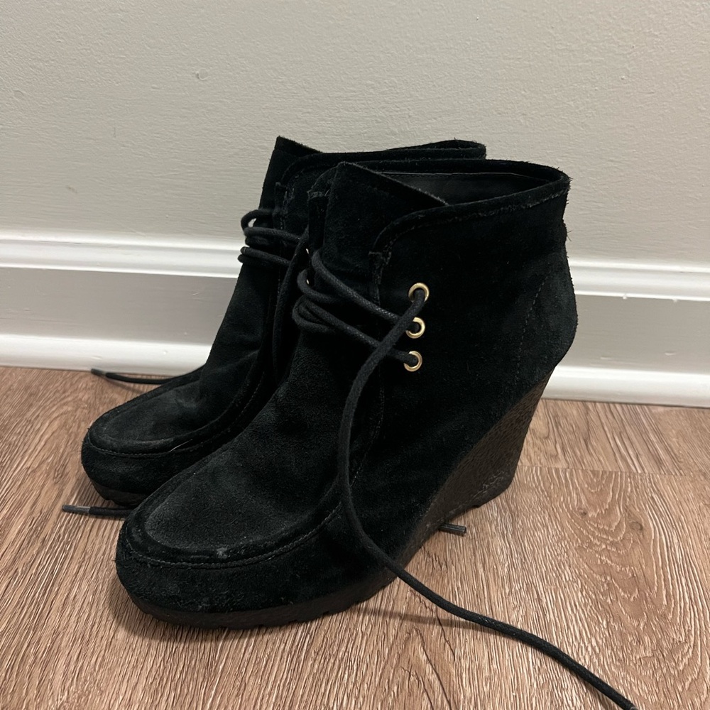 Michael Kors Black Suede Wedge Boots